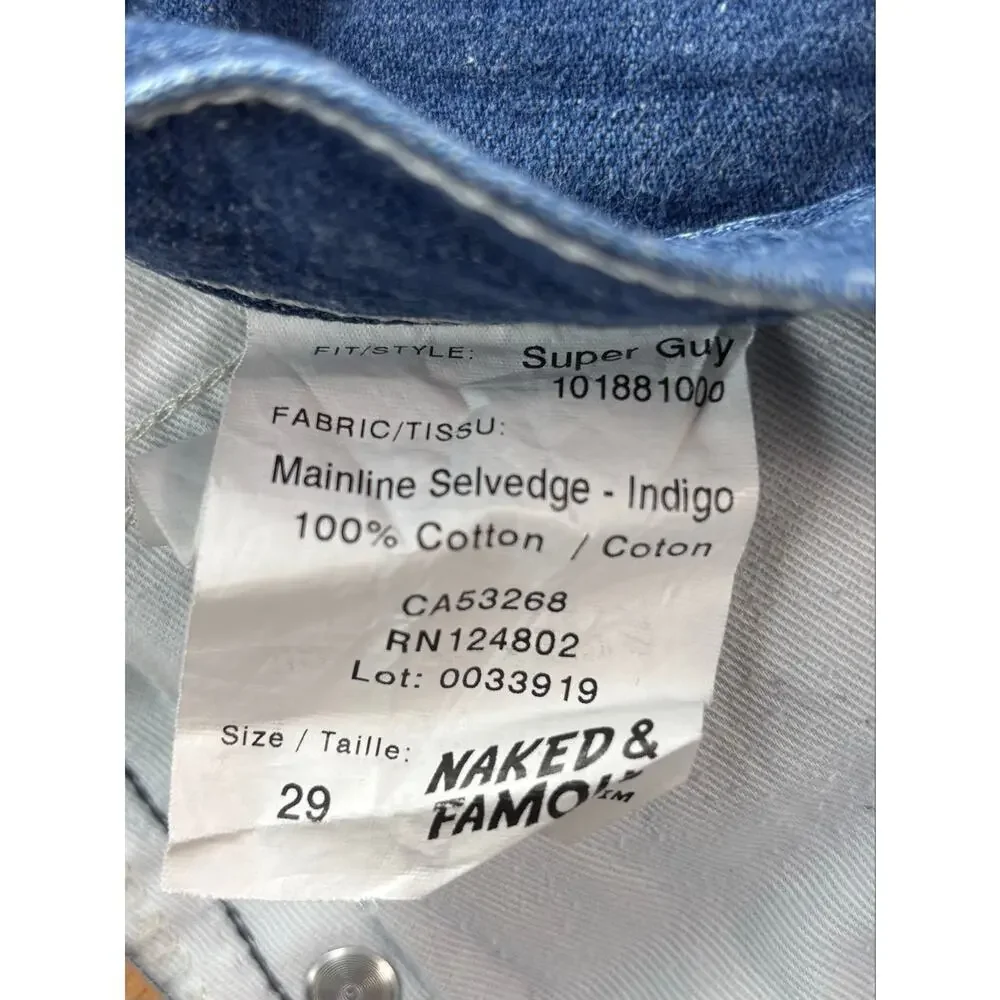 NAKED & FAMOUS Super Guy Jean Mainline Selvedge Indigo Size 29